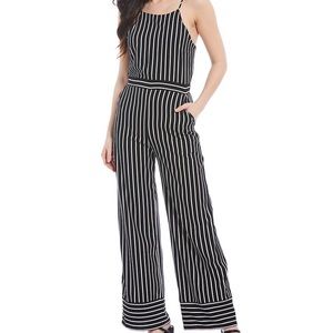 🐘 Moa Moa Striped High Neck Wide Leg Jumpsuit